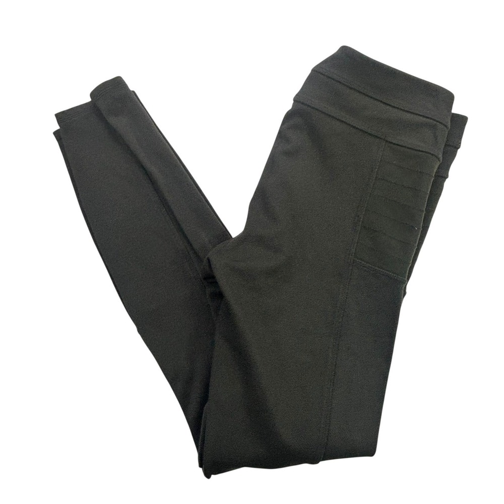 Athleta Motto Leggings Pants Olive Womens Size 6 Ribbed Panel Zipper Athleisure - Picture 9 of 16